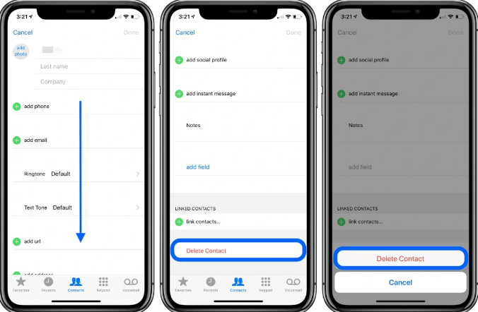 Supprimer les numéros de l'iPhone