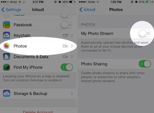 Désactiver le flux de photos pour libérer de l'espace sur iPhone
