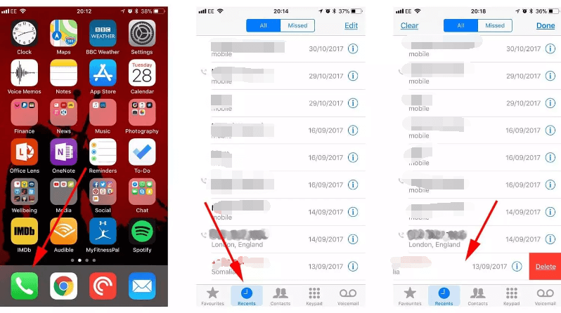 Supprimer tous les appels récents sur votre iPhone