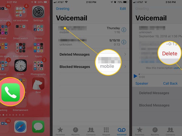 Comment supprimer un message vocal particulier sur iPhone