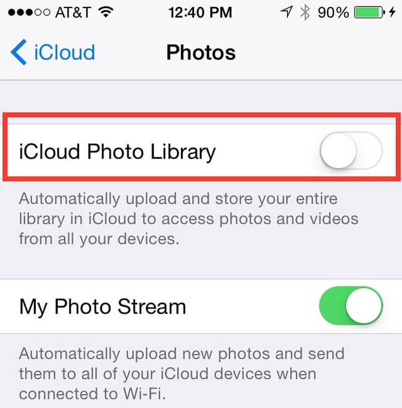 Désactiver la bibliothèque de photos iCloud lorsque l'iPhone n'est pas autorisé à supprimer cet élément