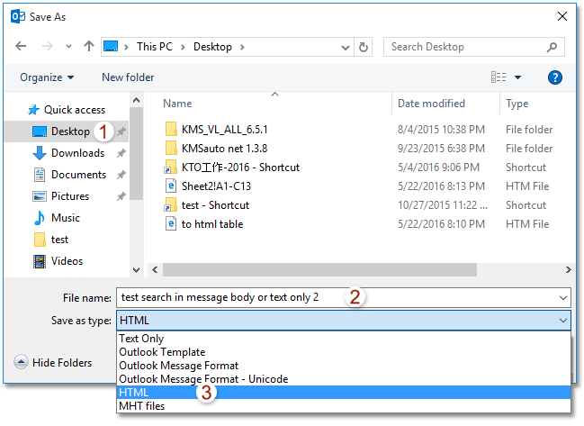 Exporter le courrier électronique Outlook vers un fichier HTML
