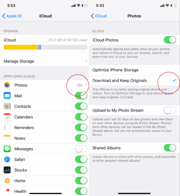 Télécharger des photos d'iCloud vers iPhone à l'aide de la bibliothèque de photos iCloud