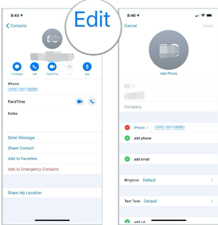 Modifier les numéros de contact