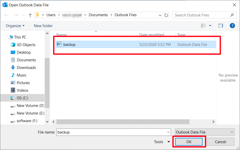 Créer une sauvegarde à l'aide de l'outil de réparation Microsoft Outlook