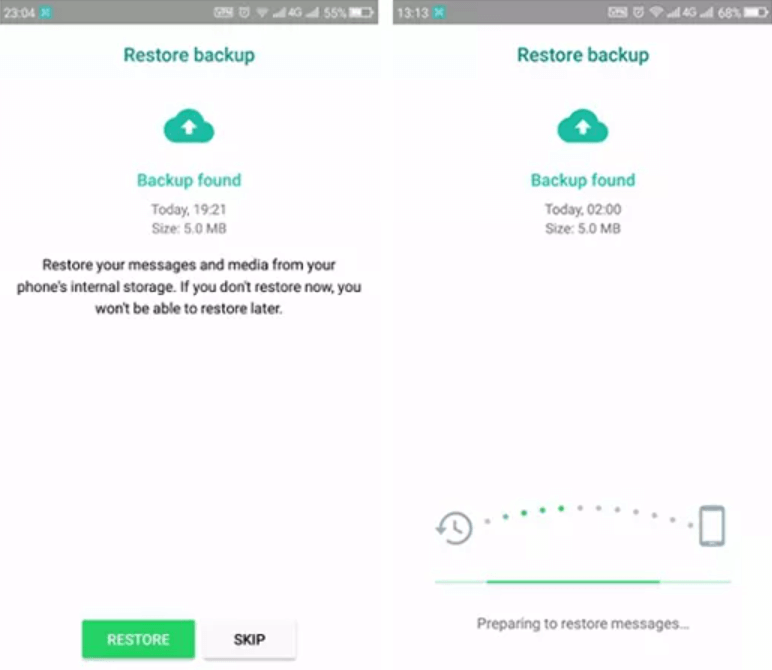 Restaurer le fichier de sauvegarde WhatsApp à l'aide de Google Drive