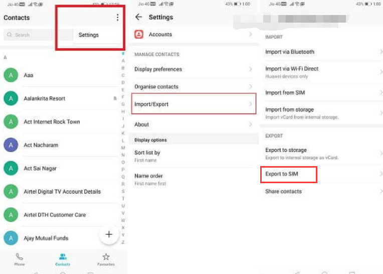 Transférer des contacts de Huawei vers iPhone à l'aide d'une carte SIM