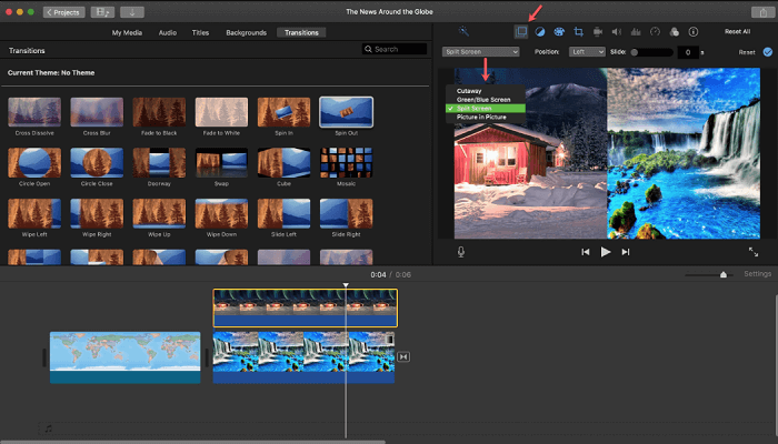 Créer un clip en écran partagé à l'aide d'iMovie