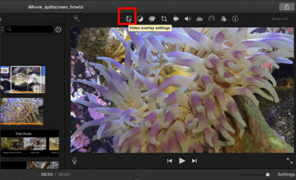 Faire des ajustements sur l'écran partagé à l'aide d'iMovie
