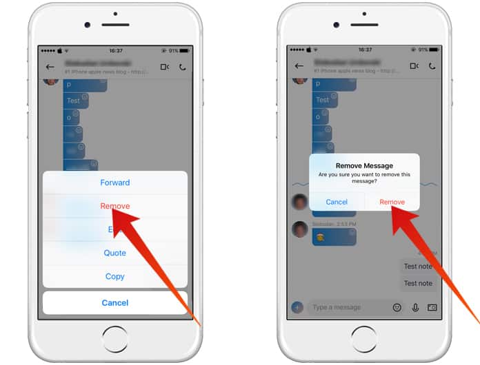 Utilisation d'un appareil mobile pour supprimer des messages Skype individuels