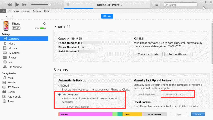 Comment récupérer les appels récents supprimés de l'iPhone à l'aide de la sauvegarde iTunes