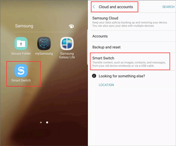 Launch the Smart Switch app on both your Samsung devices