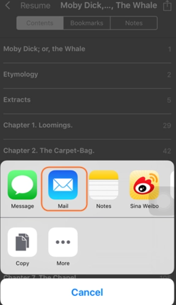 Comment transférer des livres d'un iPhone à un ordinateur par e-mail