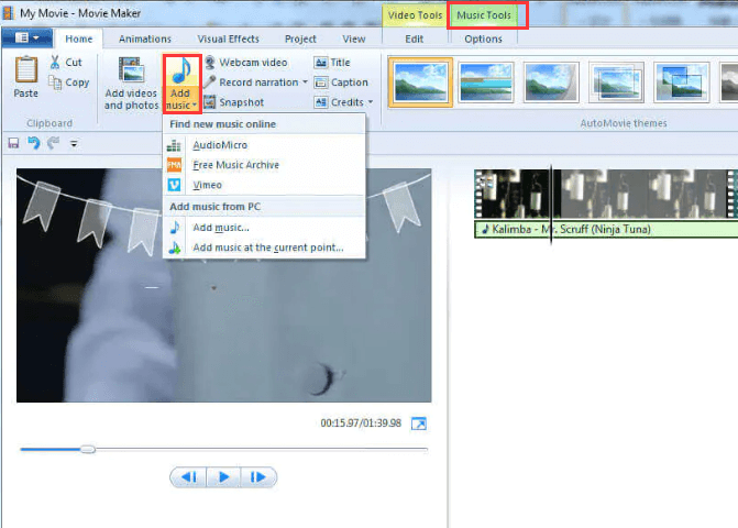 Modifier MP3 Windows 10 à l'aide de Windows Movie Maker