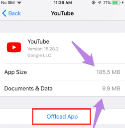 Libérez de l'espace de stockage YouTube sur iOS