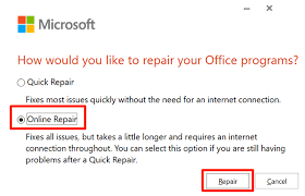 Réparez votre suite MS Office pour corriger l'erreur Outlook ne répondant pas