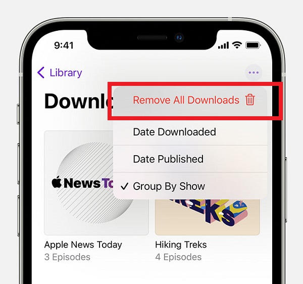Supprimer tous les épisodes de podcasts téléchargés de l'iPhone