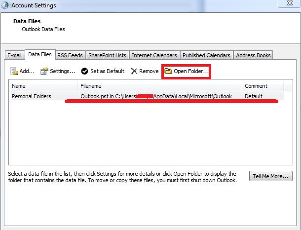 Localisez le fichier PST pour récupérer les fichiers PST supprimés dans Outlook
