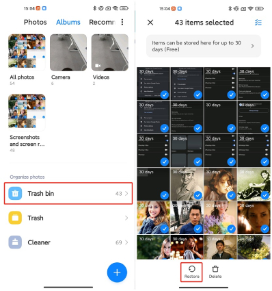 Récupérer des captures d'écran supprimées sur Android à l'aide de l'album récemment supprimé