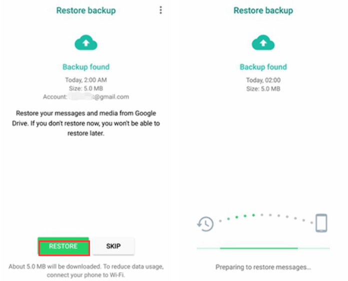 Récupérer les messages WhatsApp d'un téléphone mort à l'aide de Google Drive