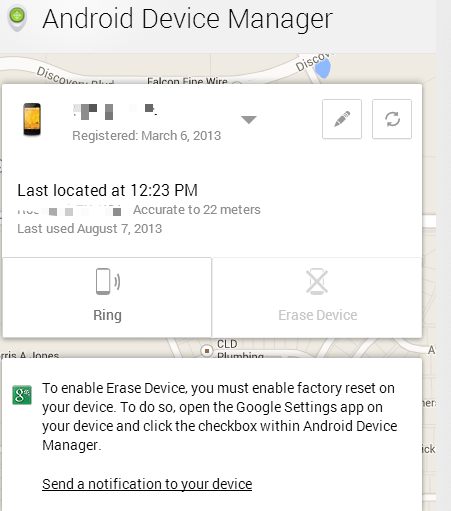 Utilisez Android Device Manager pour faire sonner l'appareil
