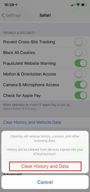 Suppression des cookies sur l'iPod Touch via Safari