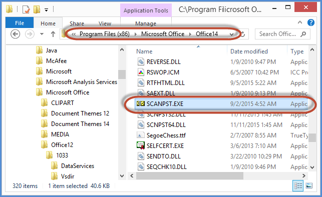 Lancez SCANPST pour récupérer les fichiers PST supprimés dans Outlook