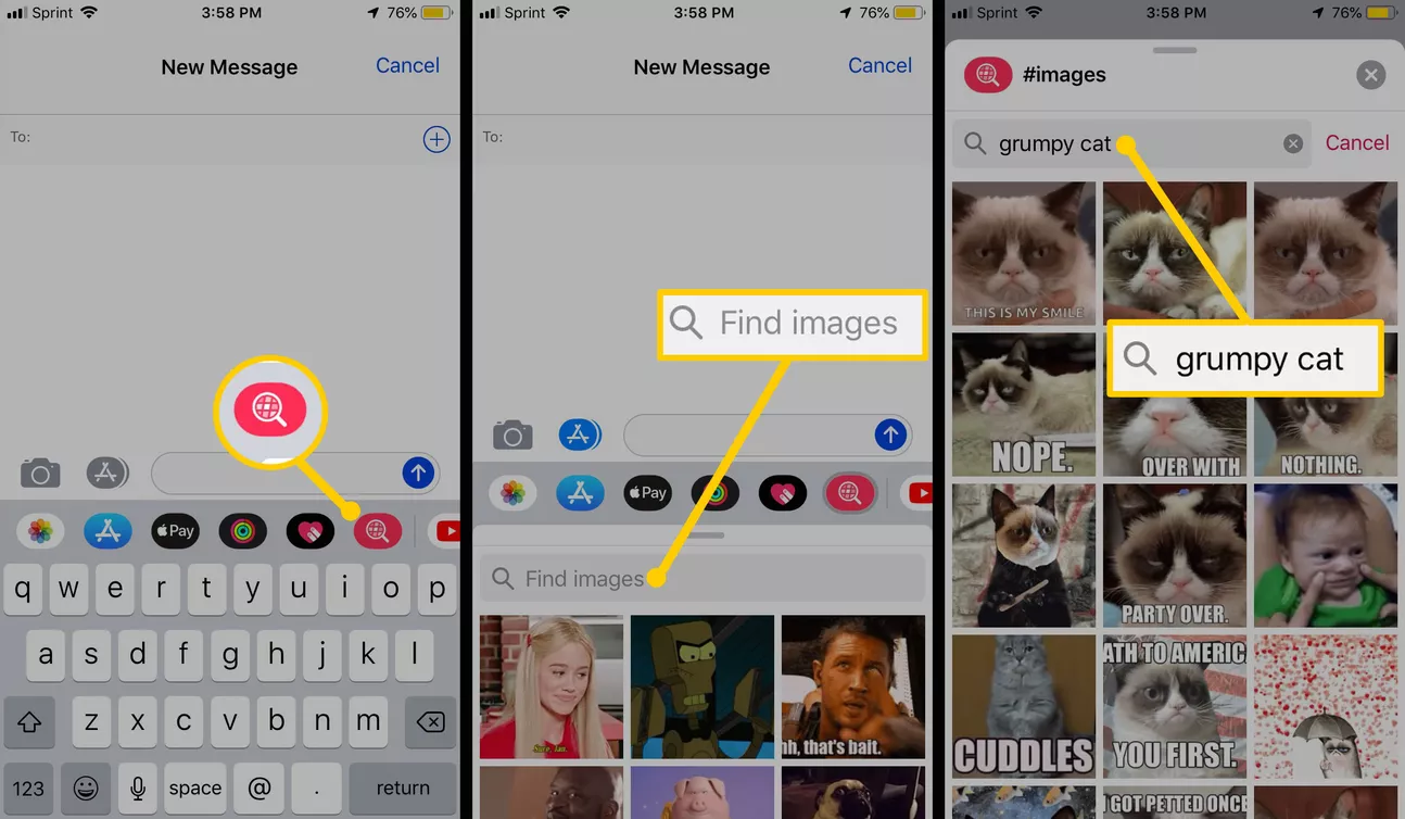 Utilisation des messages pour envoyer une application GIF #IMAGES