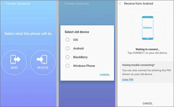Configurez vos appareils Samsung pour transférer des contacts de Samsung vers Samsung