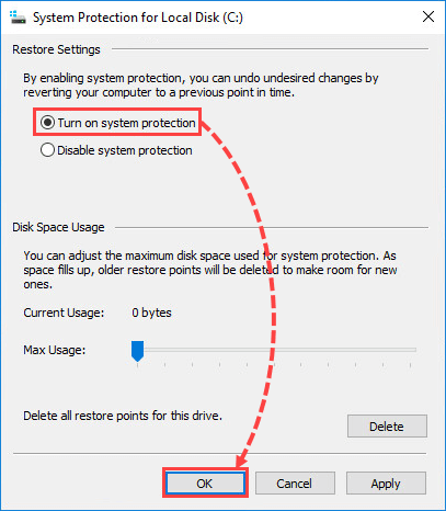 Activer la restauration du système