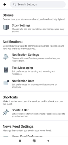 Désactiver les notifications Facebook spécifiques Android