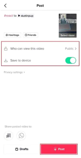 Comment publier une vidéo de réaction sur Tiktok