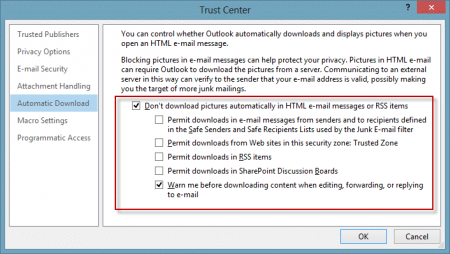 Empêchez votre MS Outlook de télécharger du contenu externe
