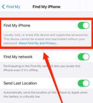 Éteignez votre Find My iPhone pour effacer tout le contenu et les paramètres ne fonctionnent pas