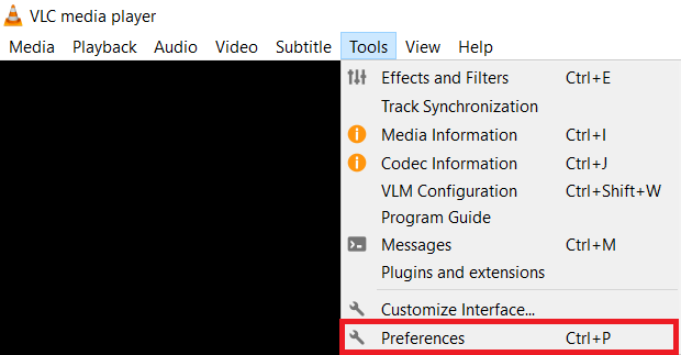 Go to Preferences to Crop Video with VLC