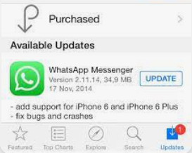 Mettre à jour WhatsApp par App Store