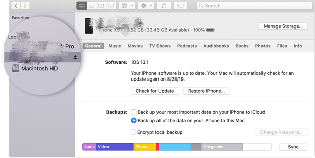 Cliquez sur le nom de votre appareil pour transférer des émissions de télévision de l'iPhone à l'iPhone