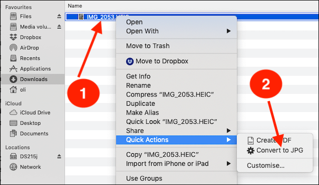 Convertir HEIC en un autre format via DropBox