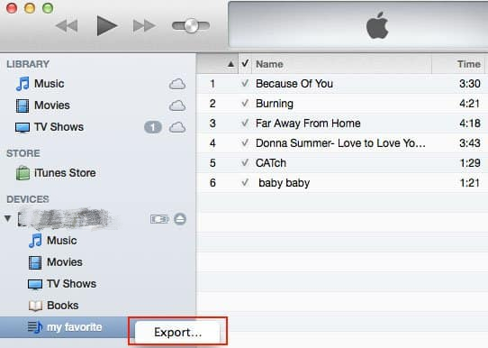 Exporter la liste de lecture iPod pour transférer vers iTunes