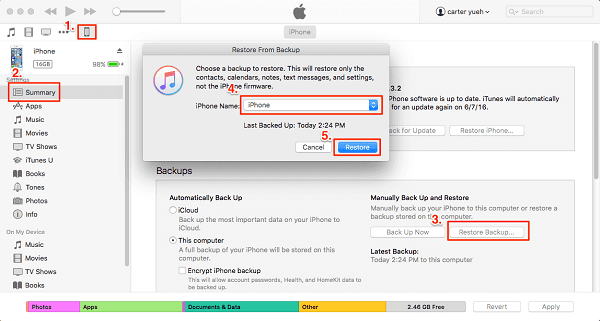 Itunes Restore Iphone De Sauvegarde