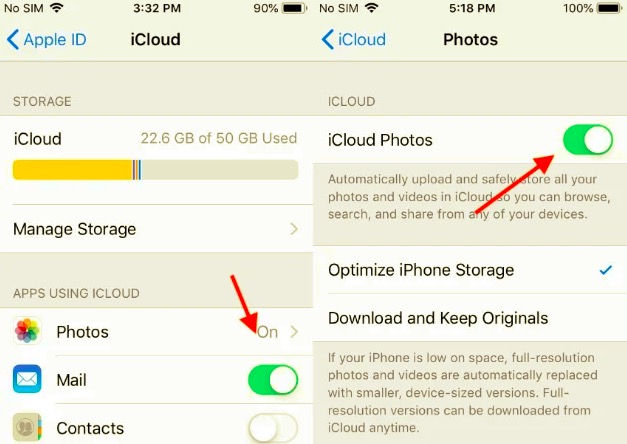 Activez les photos iCloud pour transférer des vidéos d'iPhone vers Mac