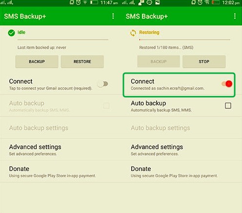 Transférer des messages d'Android vers Android à l'aide de SMS Backup+