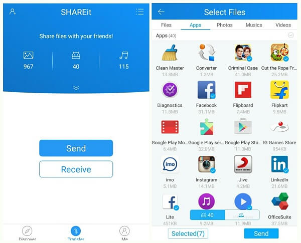 Transférer des données de Samsung vers Samsung via Shareit