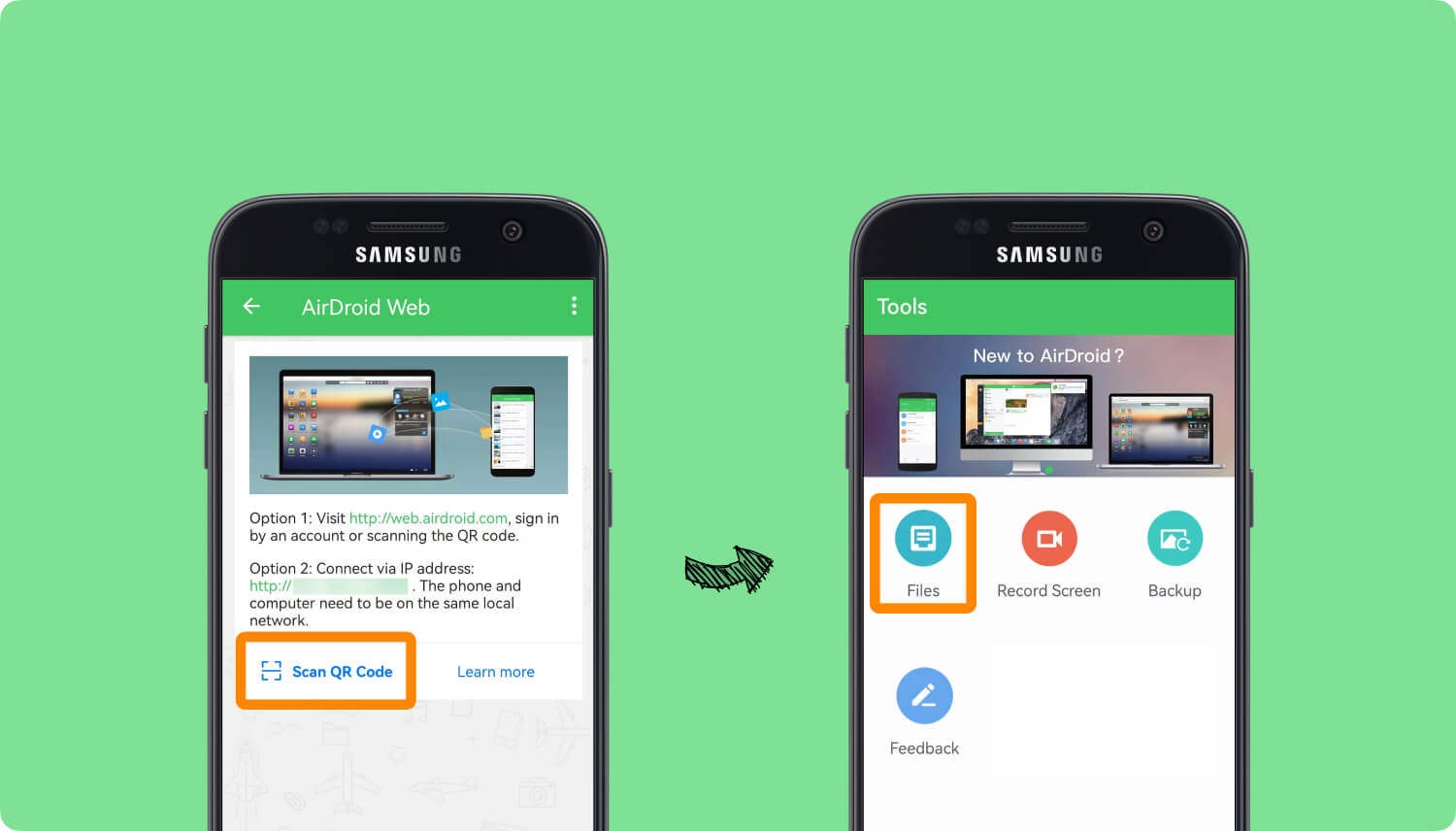 Transférer des photos de Samsung Galaxy S7 vers un ordinateur à l'aide d'AirDroid