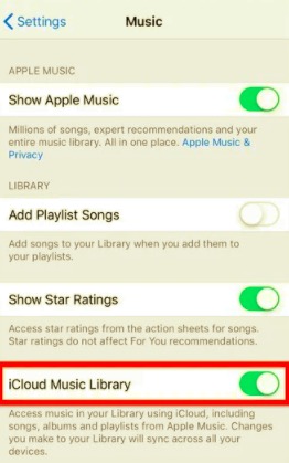 Vérifiez si la bibliothèque musicale iCloud est activée pour synchroniser la musique avec mon iPhone