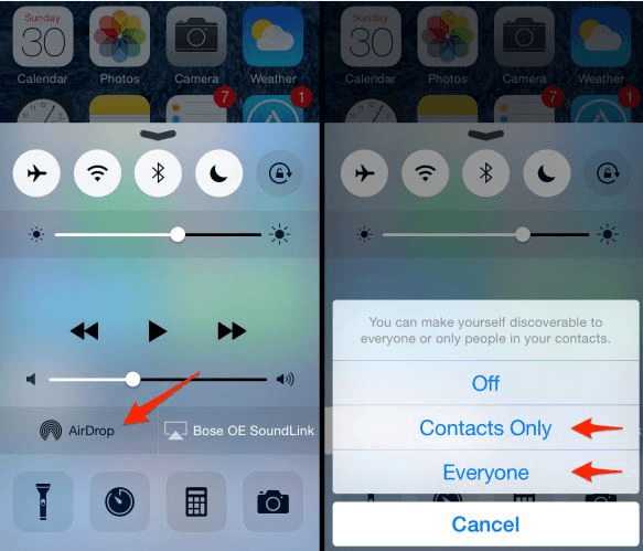 Utilisation d'AirDrop pour envoyer une vidéo volumineuse depuis l'iPhone
