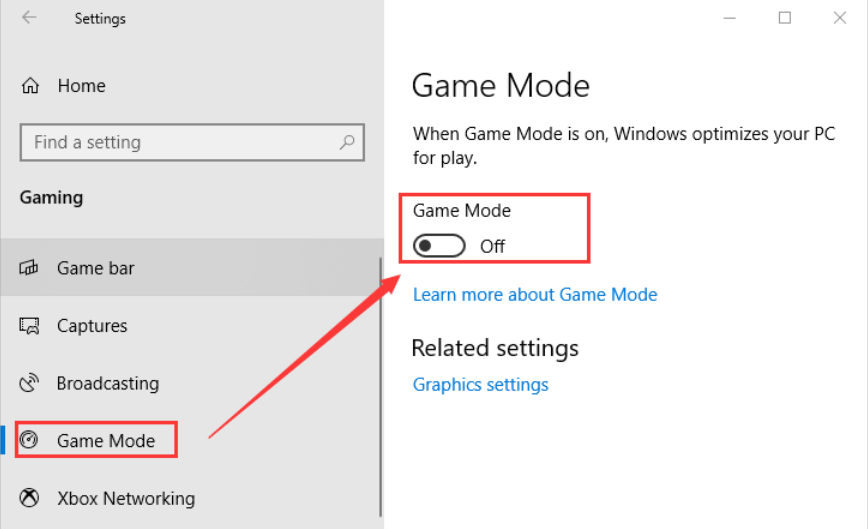 Activez le mode jeu pour faire fonctionner la barre de jeu Xbox