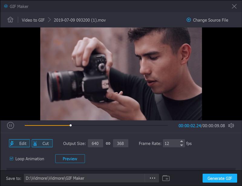 Recadrer la vidéo au format GIF à l'aide de Vidmore Video Converter