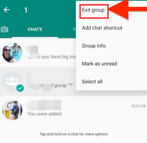 Supprimer une discussion de groupe sur WhatsApp