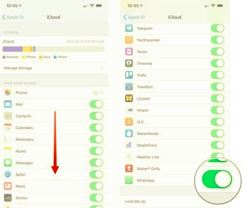 Activer la sauvegarde iCloud pour la sauvegarde locale WhatsApp